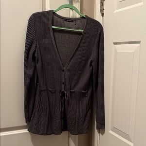 Daisy Fuentes vintage Women's Dark Gray with gold thread Cardigan
